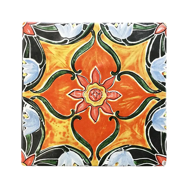 150x150mm Mixed Color Hand Painted Flower Interior Decorative Wall Tile