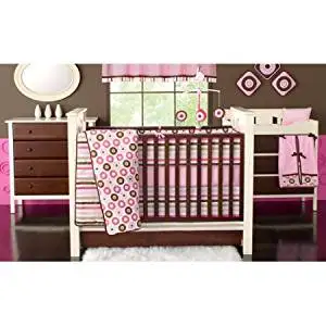 Bacati Mod Dots And Stripes Pink Chocolate S 10pc Nursery In Bacati Mod Dots And Stripes Pink Chocolate S 10pc Nursery In A