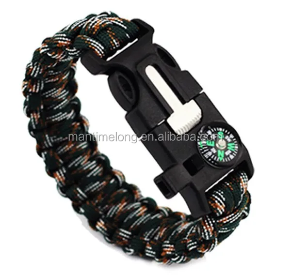 Men's Survival Bracelet Camping Outdoor Rescue Parachute Cord Wristband