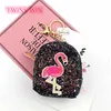 2019 free sample factory direct keychain cute flamingo backpack glitter coin purse 595