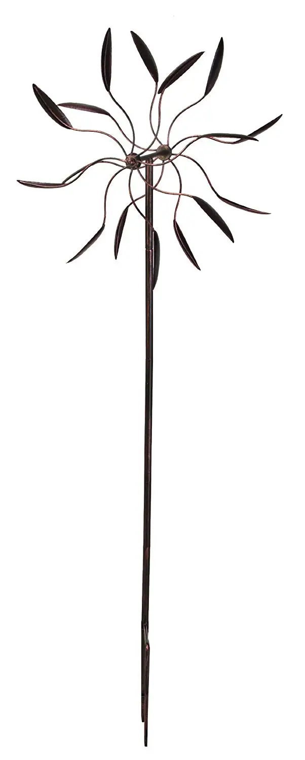 Black Base Finish 51-Inch Height Panacea 88861 Kinetic Art Windmill with Dual Multi-Color Spiral Spinner