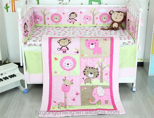 pink crib bumper set