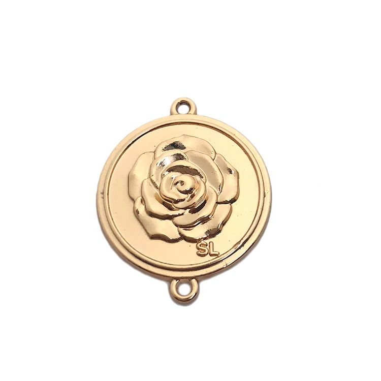  Engraved round gold name logo custom metal label tags plate for clothing