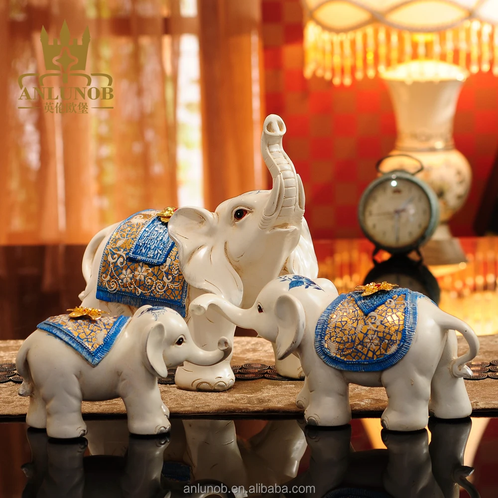 Goud dier royal art geschilderd epoxyhars 3 set olifant standbeeld ... Slaapkamer set goud