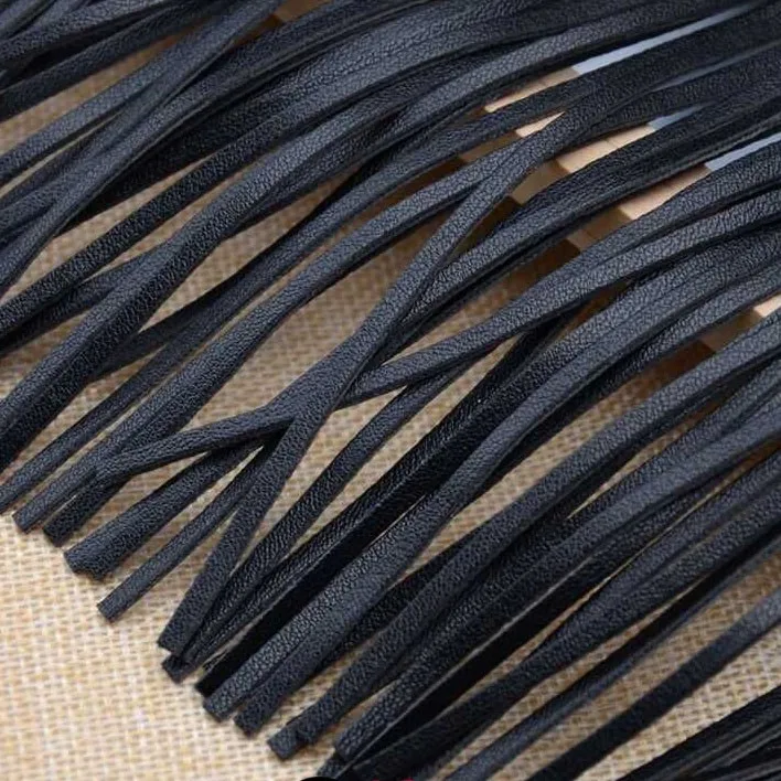 Wholesale Leather Fringe Trim,Tassel Fringe For Dresses,Fashion Black