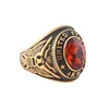 American Stainless Steel Army Ring W/ Red Gemstone Gold Plated