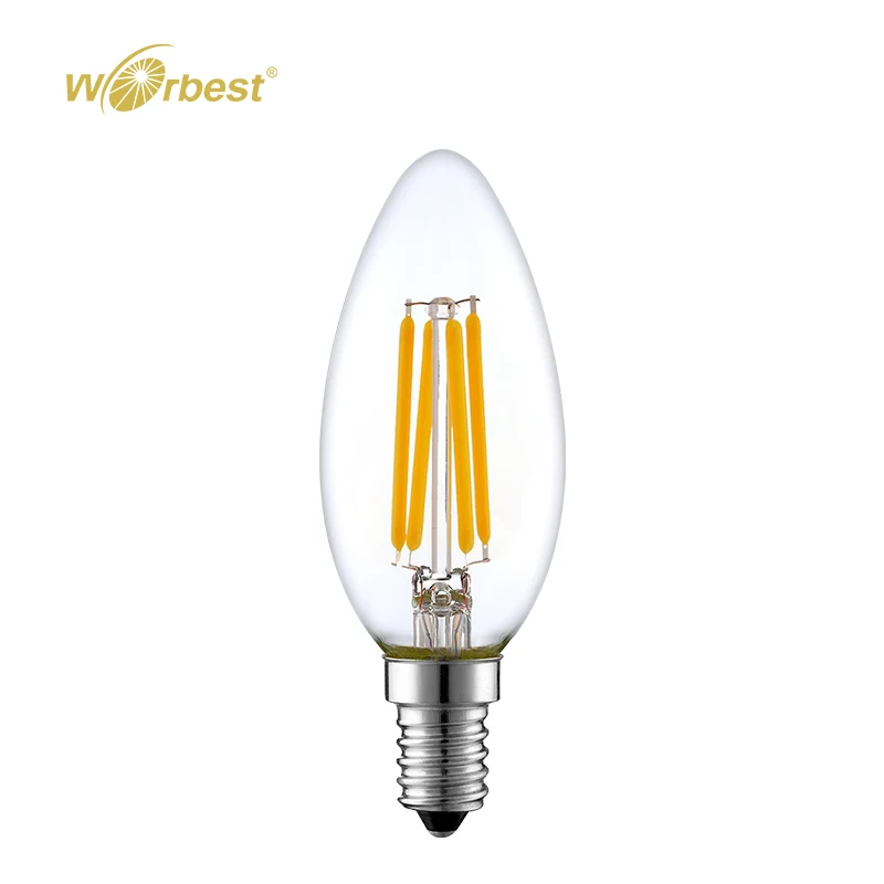 Worbest Low Price AC120V E12 Base C35 6W Led Lighting UL Approved led filament bulbs for home lighting