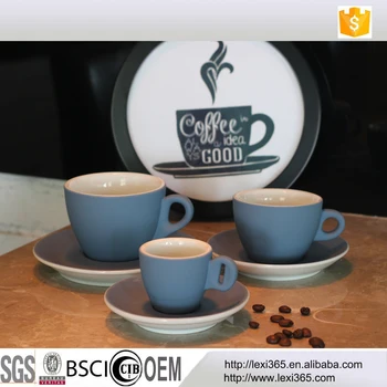 Durable Various Sizes Blue Ceramic Coffee Cup With Saucer Various Sizes Blue Ceramic Coffee Cup