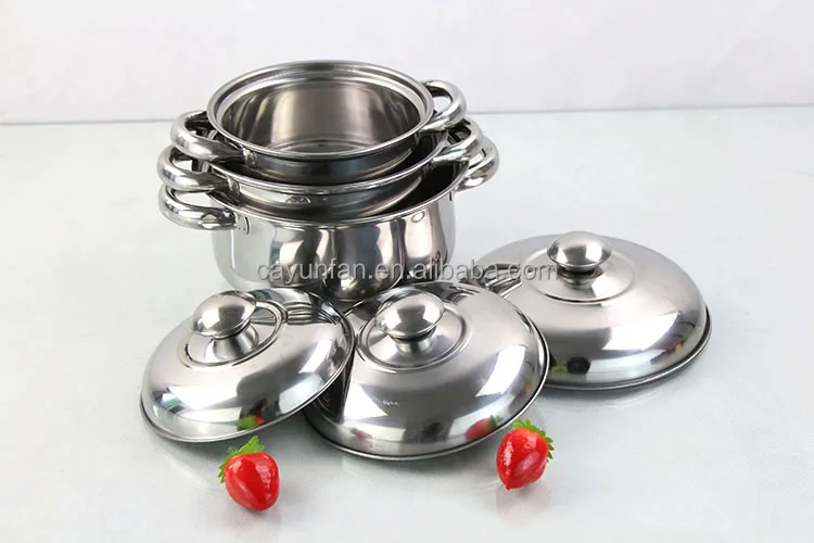 Gourmet Chef 6piece Covered Cookware Set Pots Pans 410 Stainles Steel