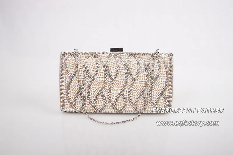 Fashion wedding ladies crystal pearl beaded box dinner purse evening party clutches bags EB971