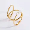 Funny design multi pearl sterling silver foldable three finger ring