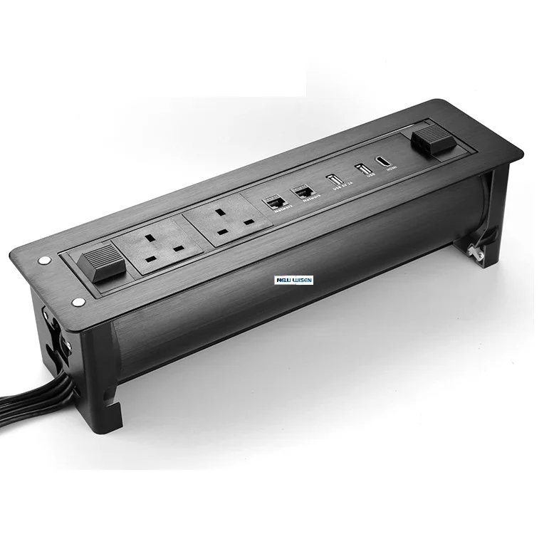 Table Hidden Desktop Rotating Cable Cubby Electrical Socket Panel Mount