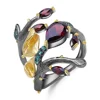 Abiding 925 Sterling Silver Handmade Gold Plated Butterfly Ring Natural Red Garnet Rings for Women