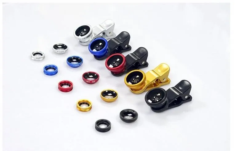 2016 New Mobile Phone Camera Extra Lens Fisheye Lens 3 in 1 Zoom Lens Good quality for iPhone Samsung HTC
