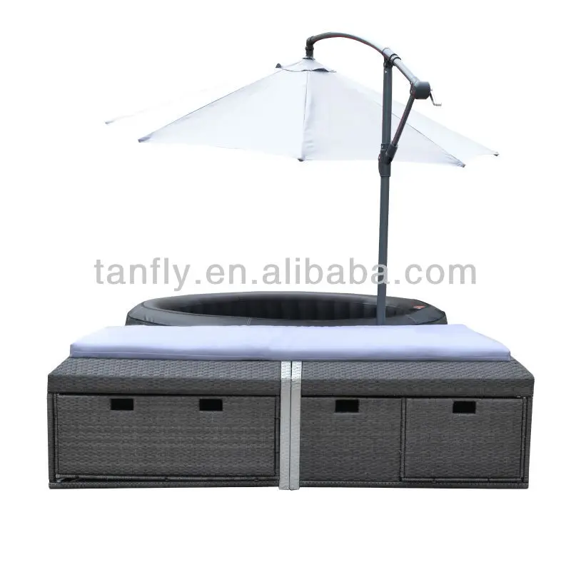 High Quality Outdoor Poly Rattan Round Hot Tub Furniture With