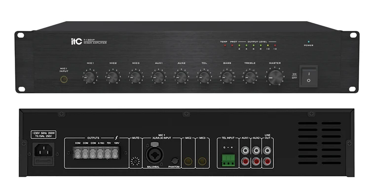 itc ap series 60w 120w 240w 2 mic input and 1 line input mixer