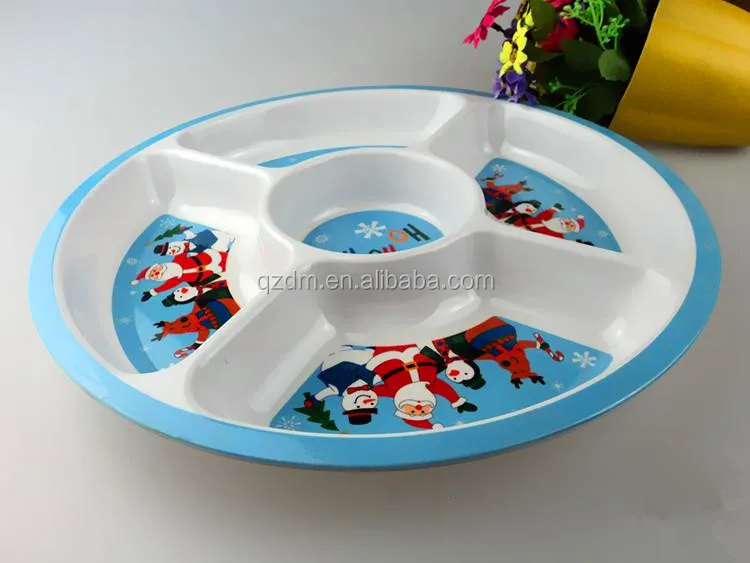 Christmas Melamine 5 Section Plate/Melamine Division Tray