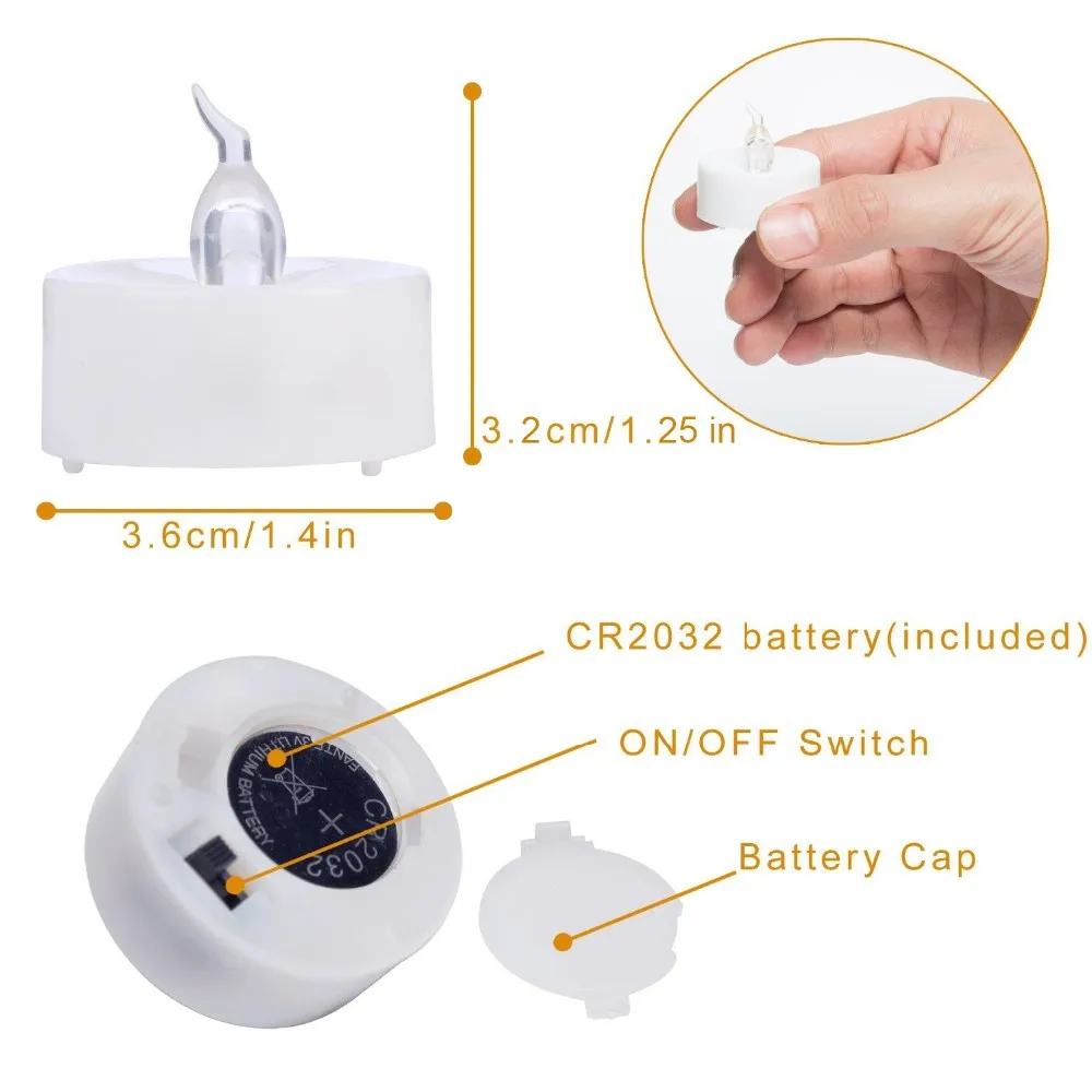 Homemory Flameless Battery Operated Tea Lights,Small Yellow Flickering