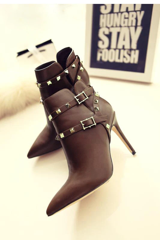 Buy in Bulk Autumn woman shoes high heel rivets ladies leather boots