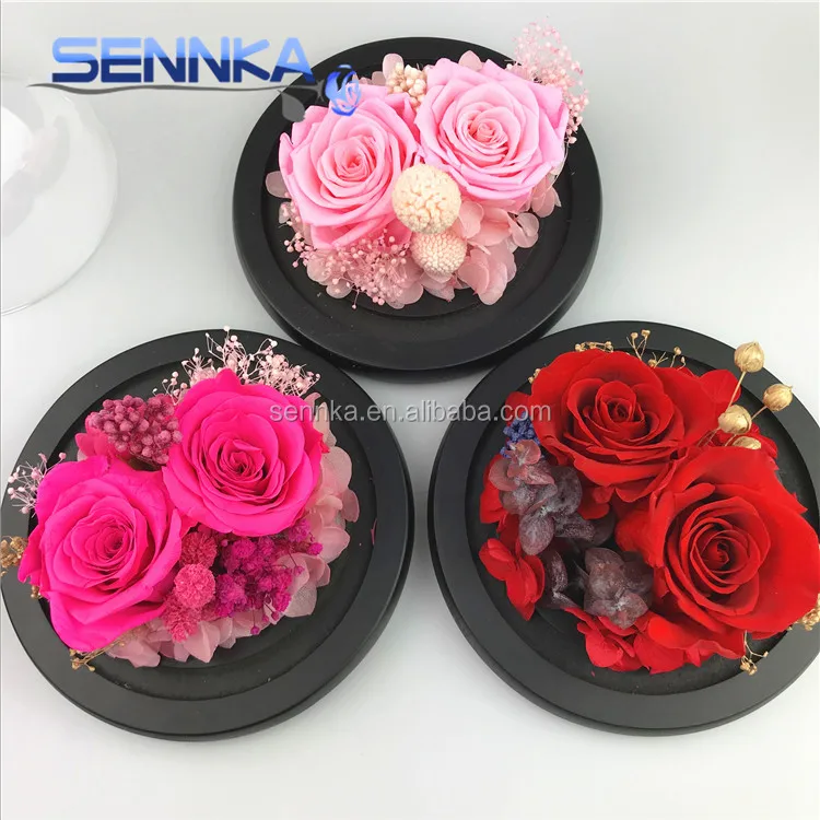 roses preserved in glass