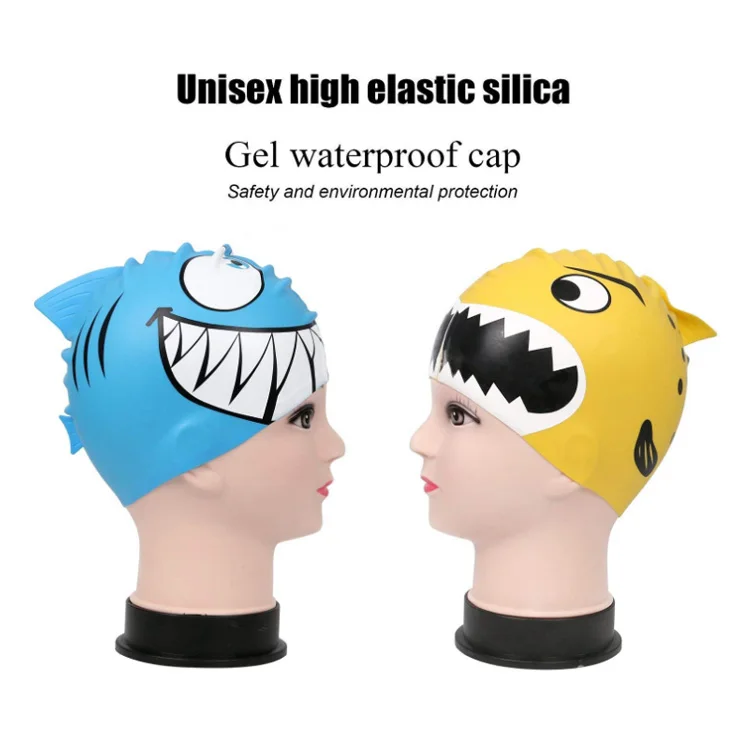 Fun Design Shark Child Silicone Toddler Swim Cap for Boys Girls