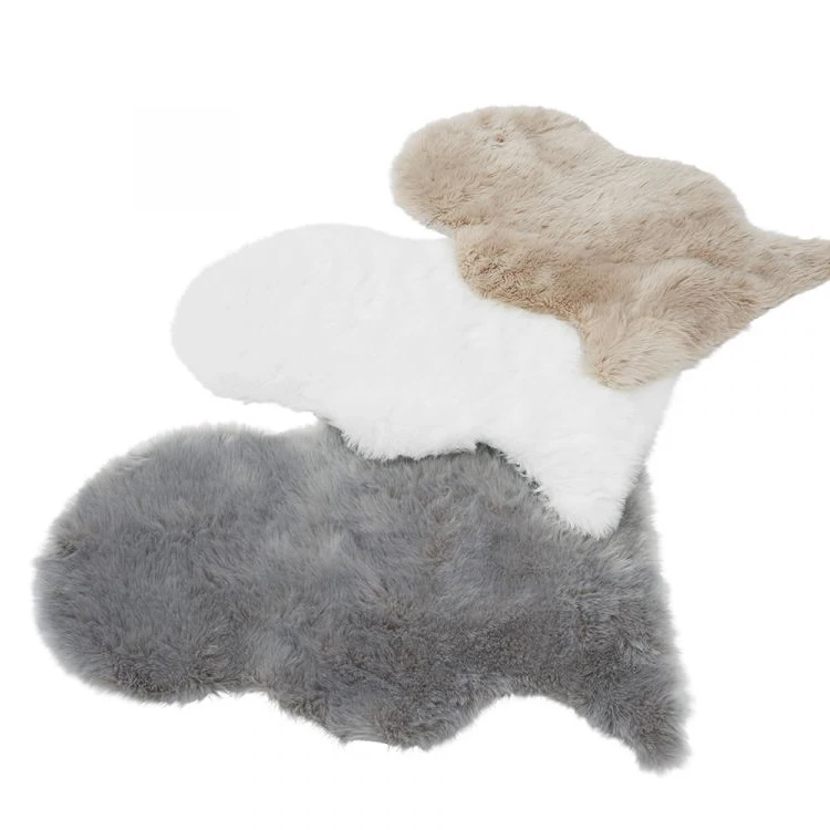 Hot sale pure white silver tip dying faux sheep skin rugs