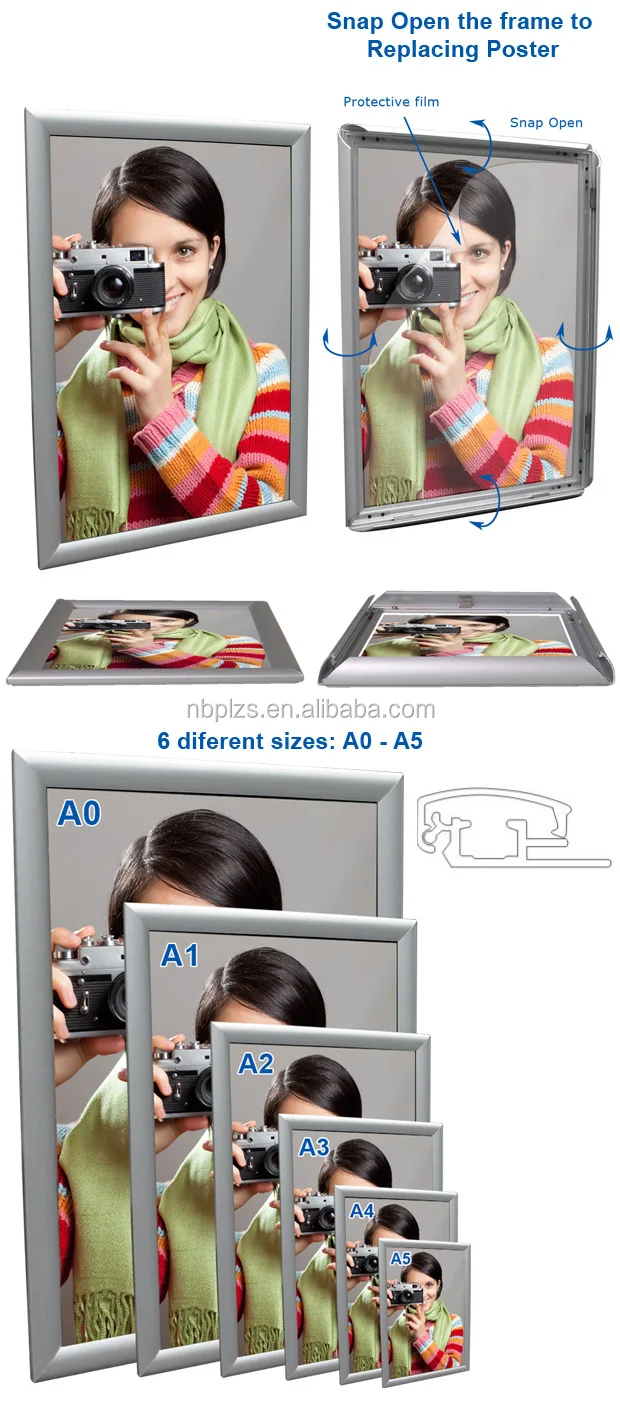 Snap Frames Poster Signs Clip Aluminium Wall Hanging 25mm A5 A4 A3 A2 A1 A0