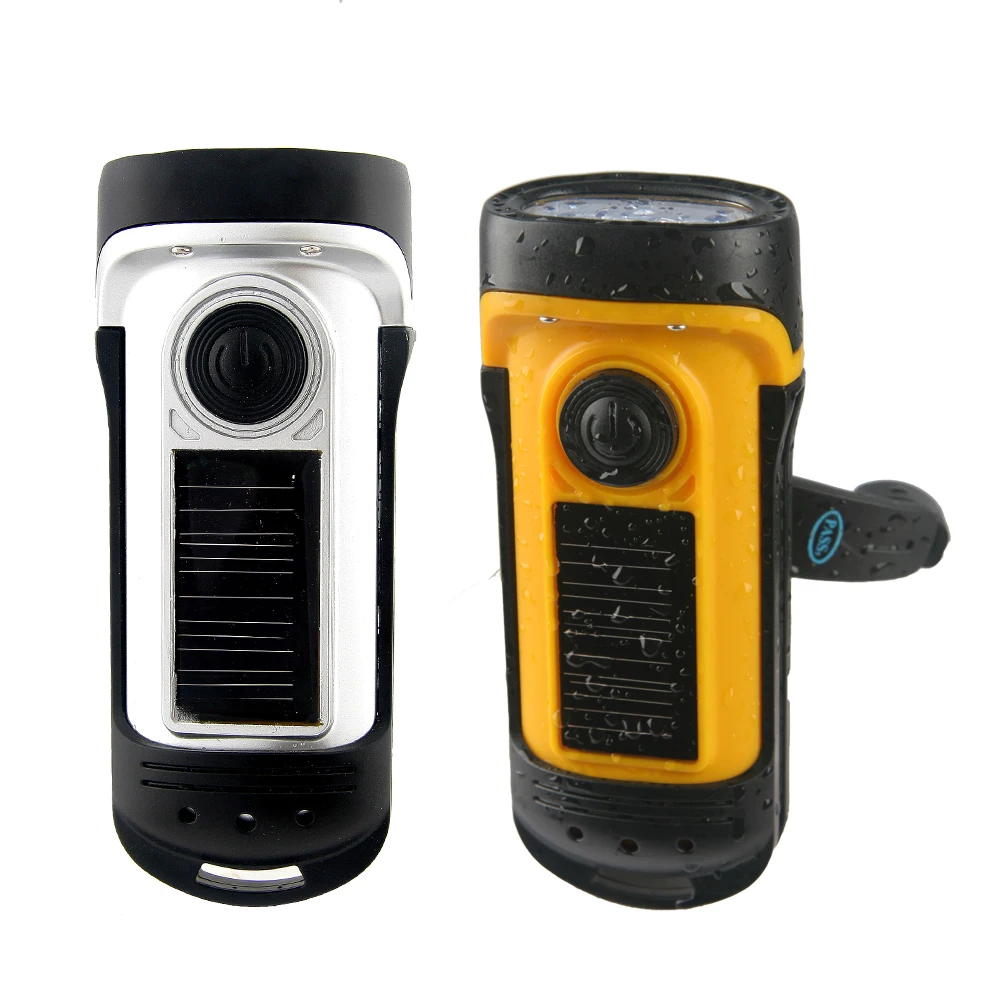 Waterproof Hand Crank Built In Solar Powered Led Flashlight Torch Functions Led Dynamo