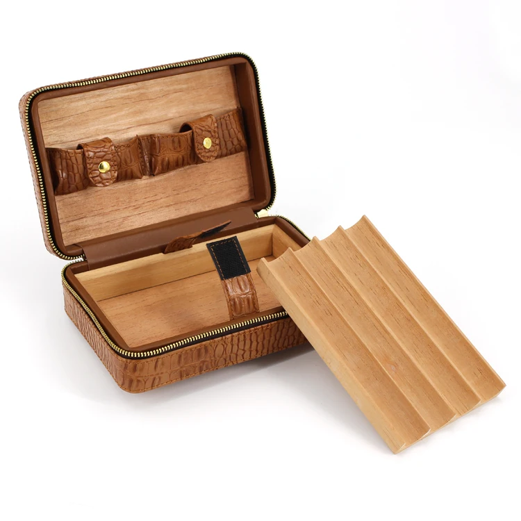 Wholesale Modern Small Travel Portable Solid Cigar Box Bag Cedar
