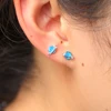blue fire opal 2018 new round world earth stud 925 sterling silver Saturn opal earth earring
