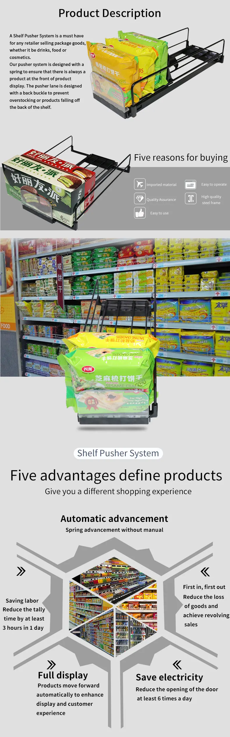Single Lane Pusher Merchandising - Front-Facing Display