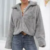 X65972A Autumn Winter Warm Soft Zipper Female Plush Casual Coats