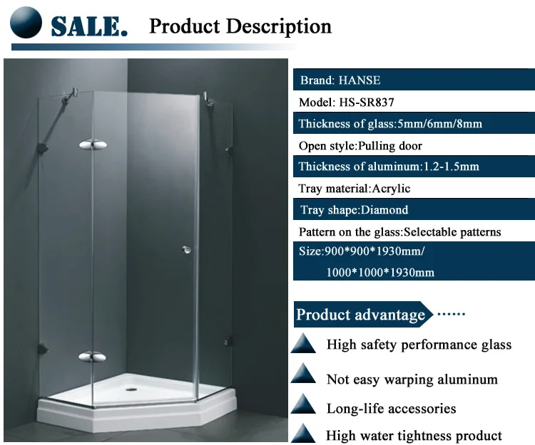 Big Shower Enclosure/ Tinted Shower Bath Cubicle/ Shower Glass