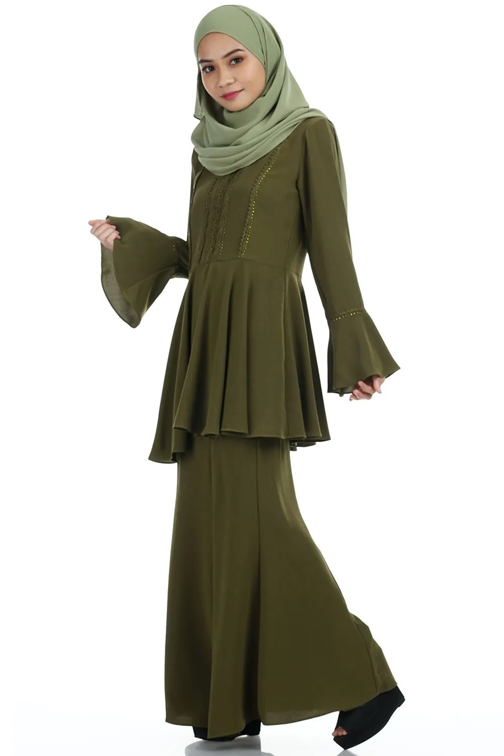 cml24 # 优质 melayu 穆斯林服饰马来西亚 baju 腰部荷叶边现代 - buy