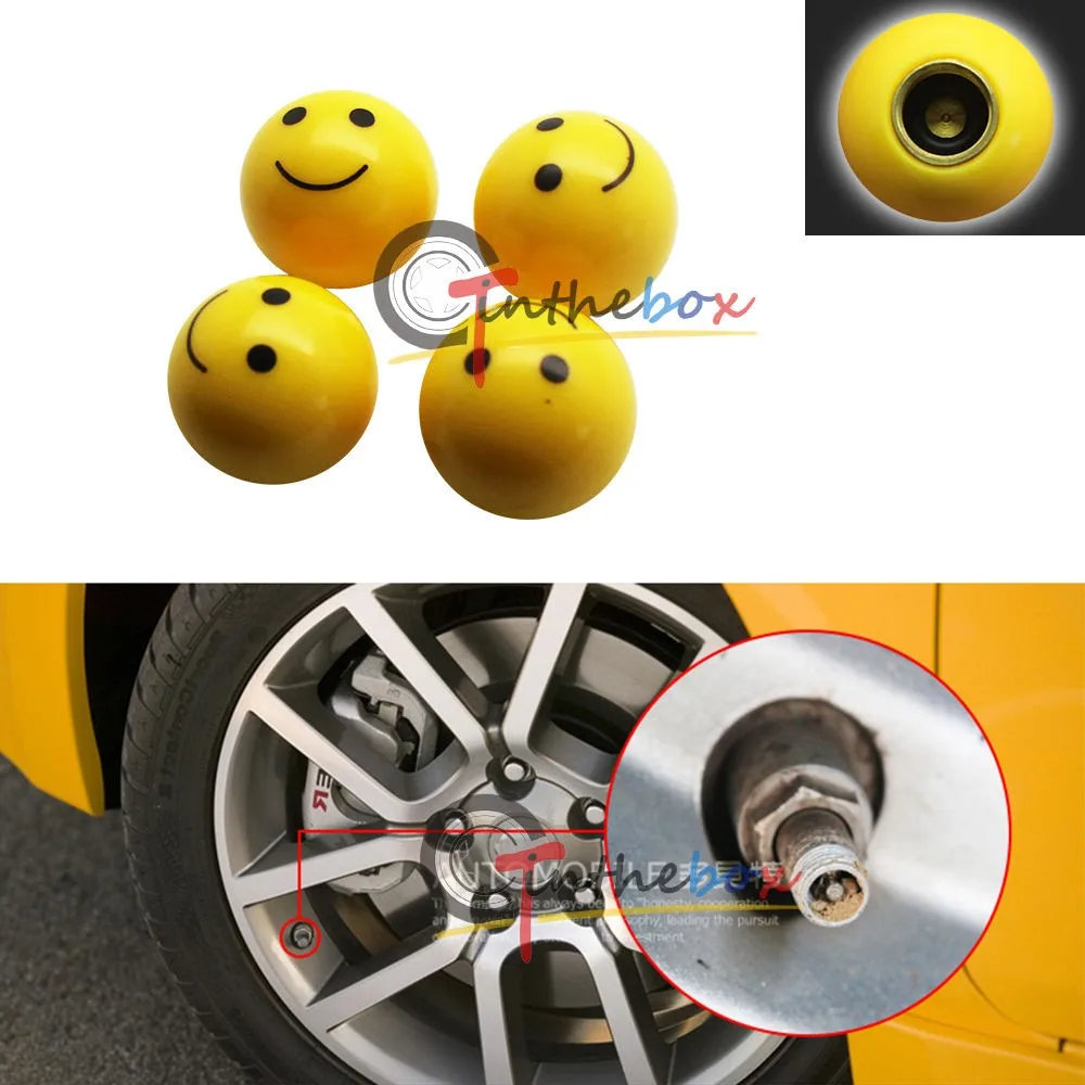 Funny Cute Ball Face Tire Wheel Hub Valve Dust Caps Auto Wheel Valve
