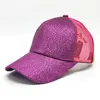 Ponycap Messy Bun Baseball Cap Adjustable High Ponytail Glitter Mesh Trucker Cap Sun Hat Snapback