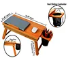 Height - Adjustable Laptop Lap Desk, Bed Tray of Sturdy Bamboo with Heavy Duty Drink Storage Net