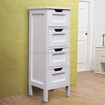 White Wooden 4 Drawer Bathroom Storage Cabinet Standing Unit Buy Bathroom Cabinet Product On Alibaba Com