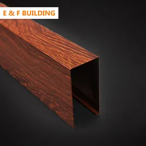 Wooden Color False Wood Finish Aluminum Ceiling Design Interior Decoration Square Steel Tube Ceiling