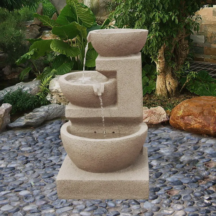 resin solar outdoor fountain with light