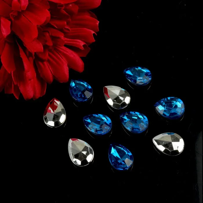 Colored Water Drop point back acrylic rhinestone beads, fancy acrylic stones for shoes strap beading