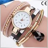 2017 Rhinestone Braid Leather reloje mujer 2017 Analog Quartz Bracelet Bangle Pearl women Wrist Watch WW150