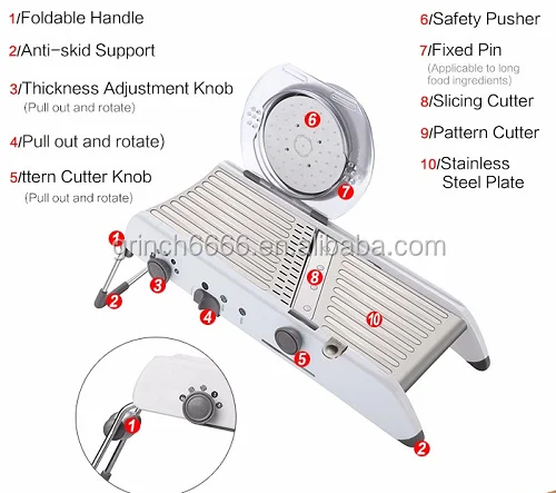 Adjustable Mandoline Slicer Professional Grater with 304 Stainless