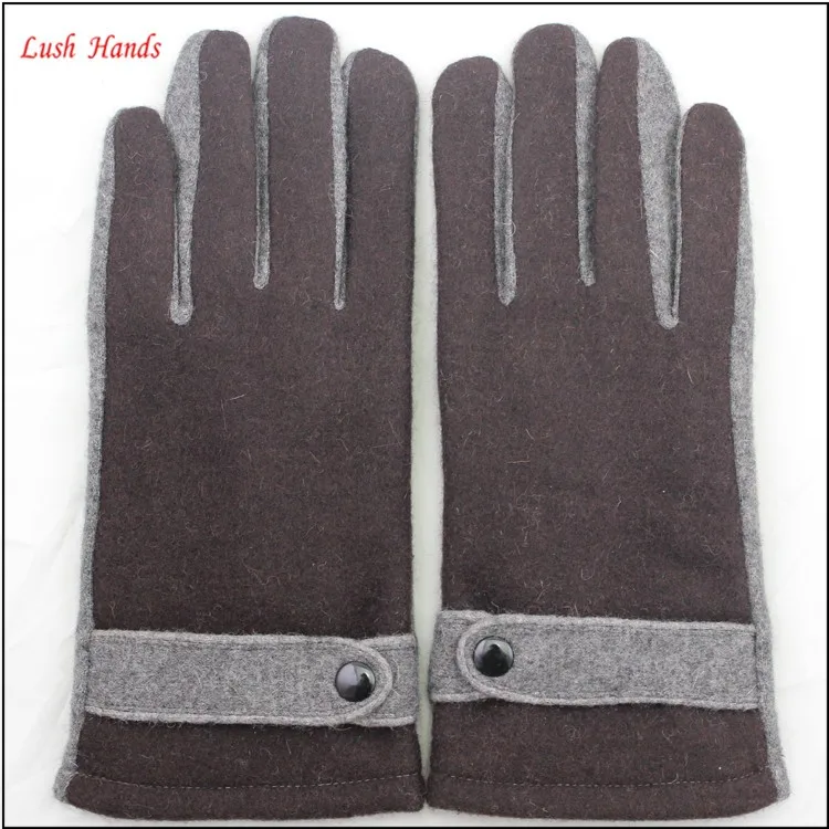 men simple brown woolen hand gloves men with belt