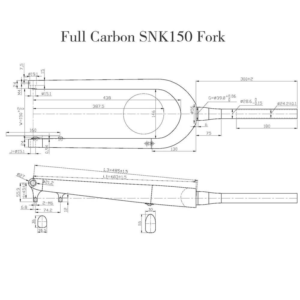 Full Carbon Bicycle Fork 26" Wheel Size Fat Bike Fork Thru Axle 15mm