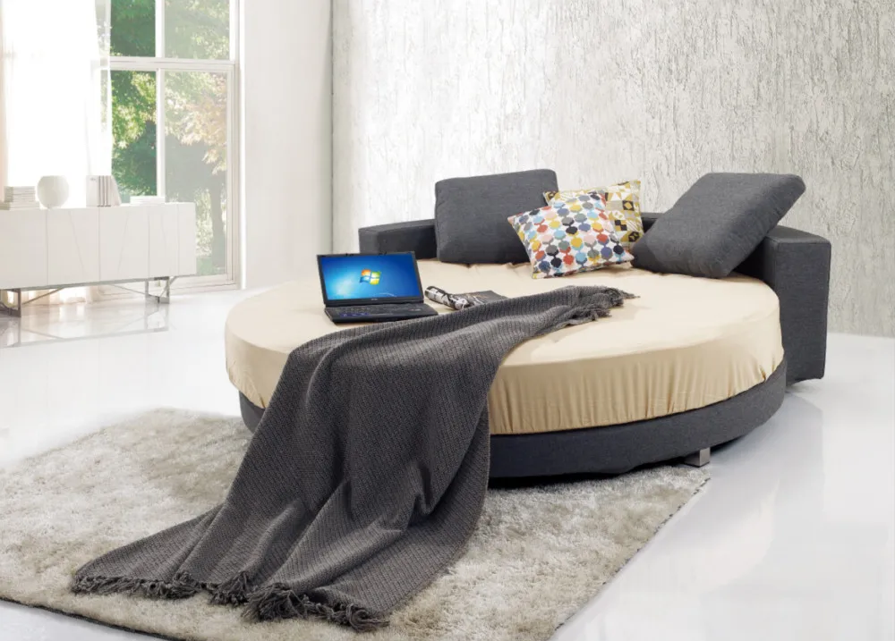 2020 Hot Sale Modern Design Comfortable Round King Size Fabric Bed,Cheap Round Fabric Bed,Simple