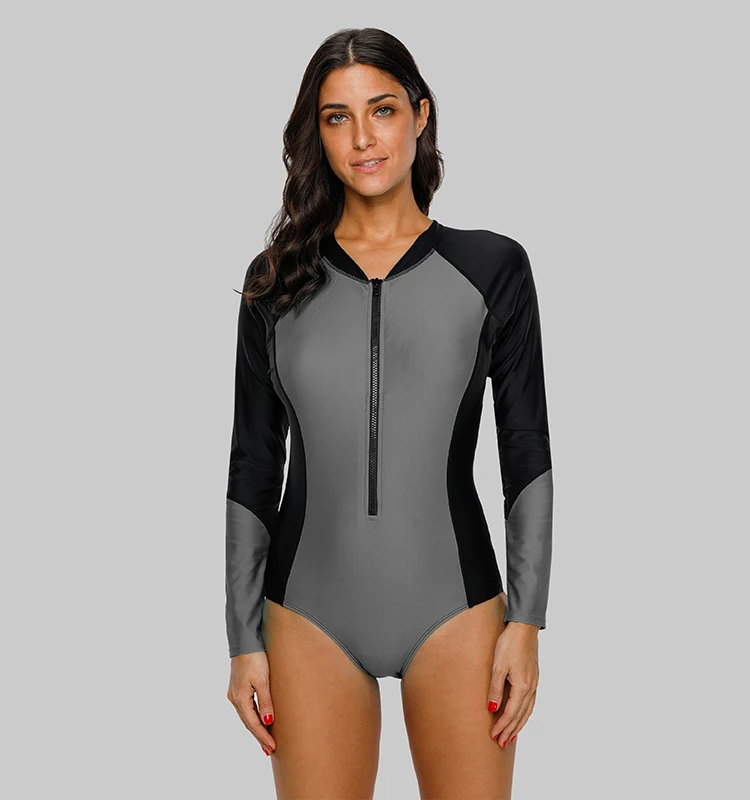 long sleeve zip up swim shirt