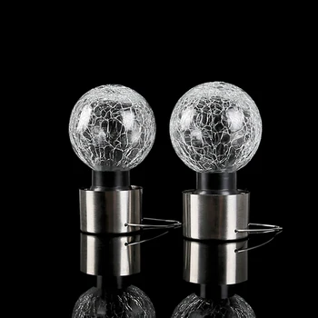 Outdoor Round Crackle Glass Globe Solar Light With Hanger Pathway