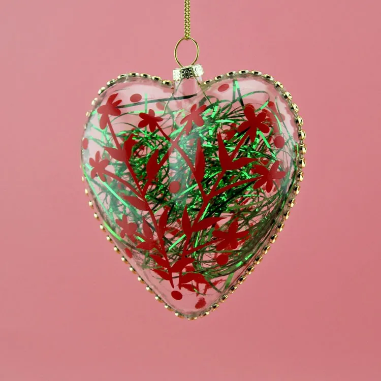 Hot selling hanging hollow clear glass heart shaped ornament, View