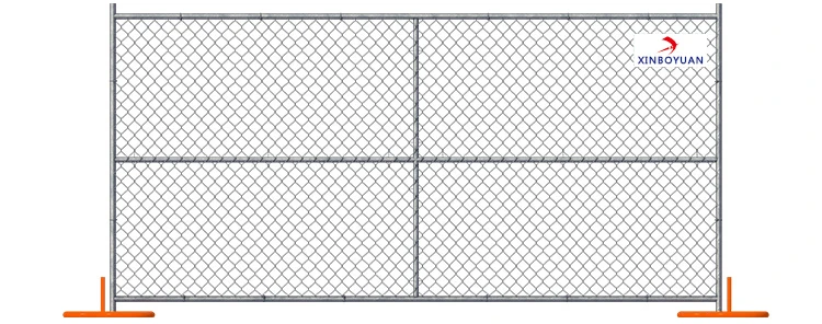 6x12 foot removable temporary construction chain link fence panels with cross brace